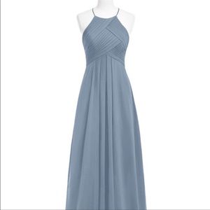 Azazie Ginger dusty blue bridesmaid dress - size 2